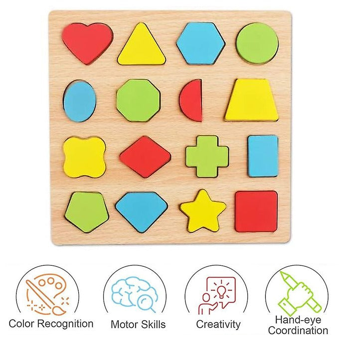 Wooden Educational Puzzle Board for Kids – ABC, Urdu Haroof, Math & Shapes Learning Toy