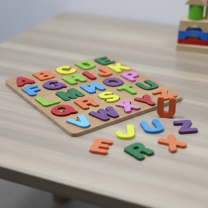 Wooden Educational Puzzle Board for Kids – ABC, Urdu Haroof, Math & Shapes Learning Toy