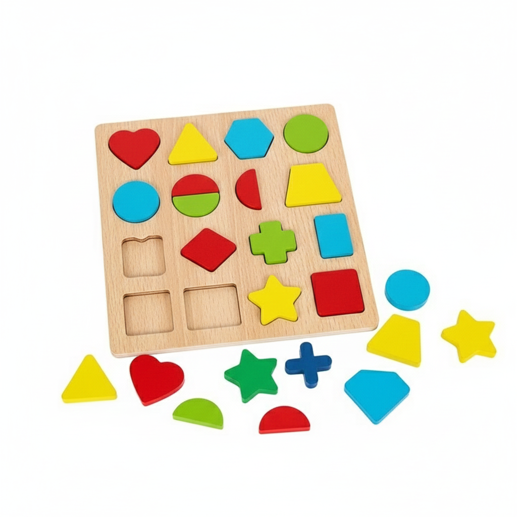 Wooden Educational Puzzle Board for Kids – ABC, Urdu Haroof, Math & Shapes Learning Toy