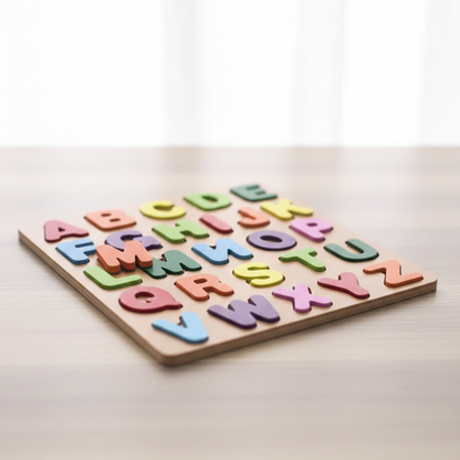 Wooden Educational Puzzle Board for Kids – ABC, Urdu Haroof, Math & Shapes Learning Toy