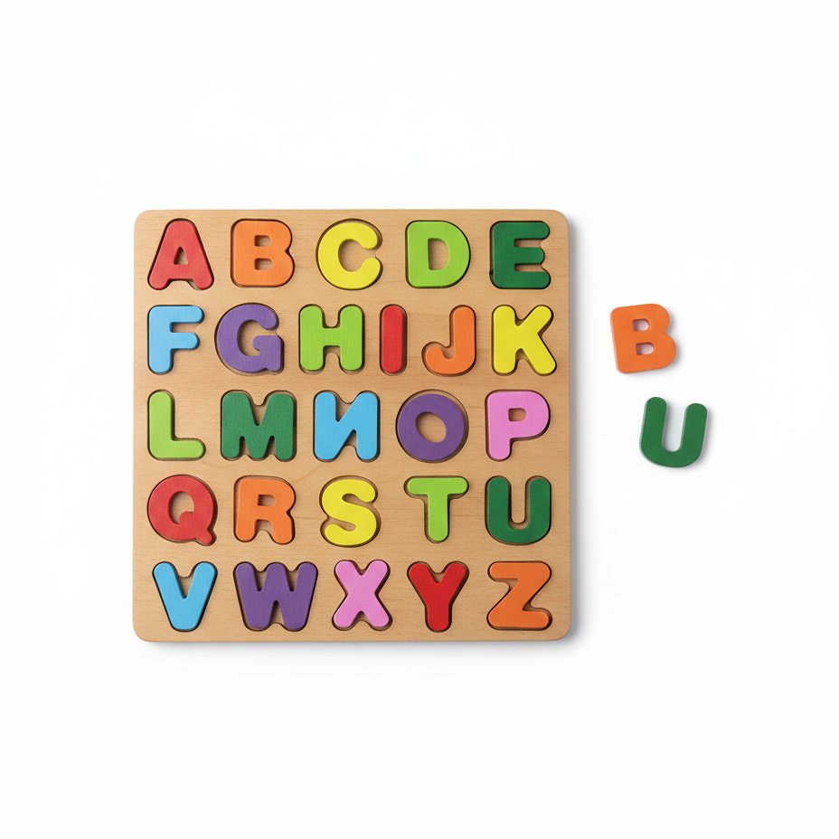 Wooden Educational Puzzle Board for Kids – ABC, Urdu Haroof, Math & Shapes Learning Toy