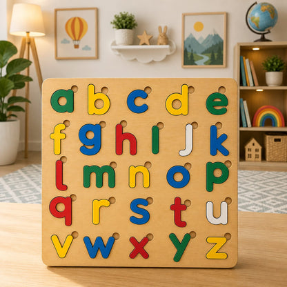 Wooden Educational Puzzle Board for Kids – ABC, Urdu Haroof, Math & Shapes Learning Toy