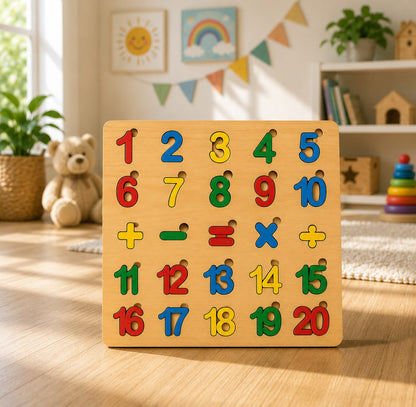 Wooden Educational Puzzle Board for Kids – ABC, Urdu Haroof, Math & Shapes Learning Toy