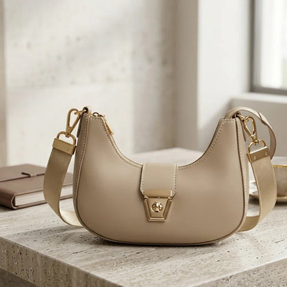Elegant Vegan Leather Crescent Shoulder Bag
