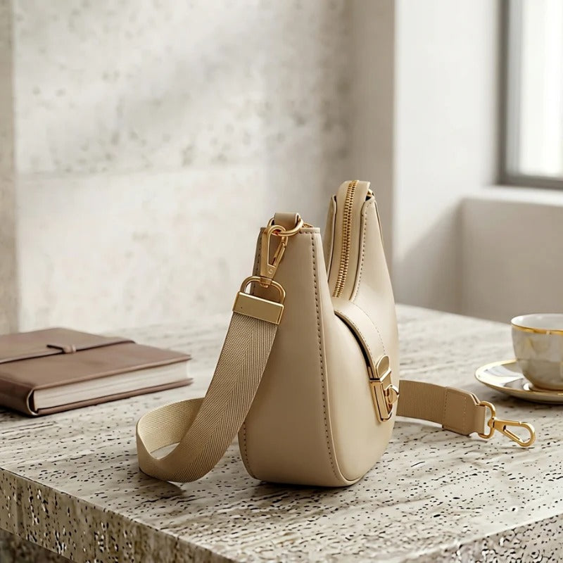 Elegant Vegan Leather Crescent Shoulder Bag