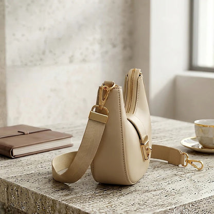 Elegant Vegan Leather Crescent Shoulder Bag