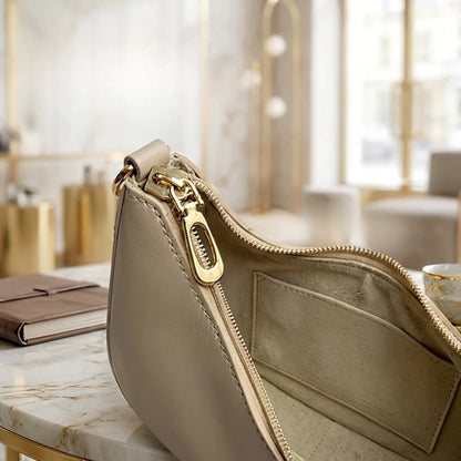 Elegant Vegan Leather Crescent Shoulder Bag