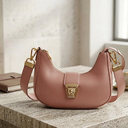 Elegant Vegan Leather Crescent Shoulder Bag
