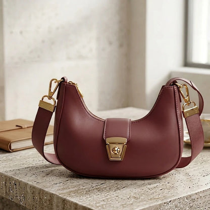 Elegant Vegan Leather Crescent Shoulder Bag