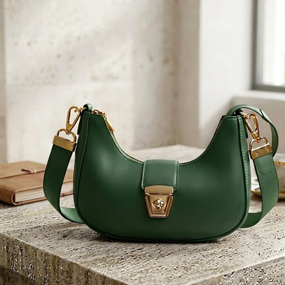 Elegant Vegan Leather Crescent Shoulder Bag