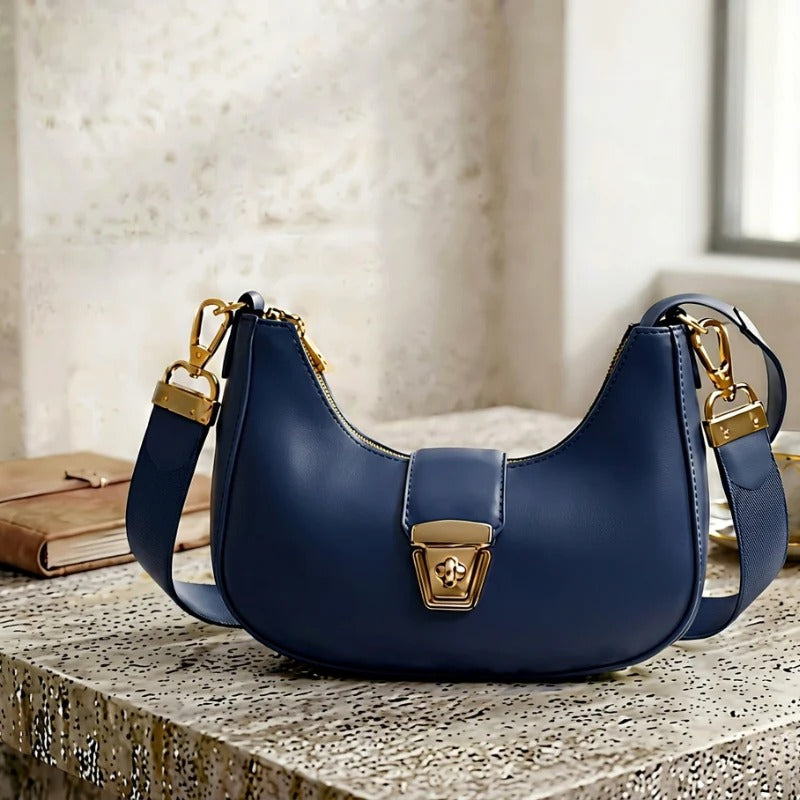 Elegant Vegan Leather Crescent Shoulder Bag