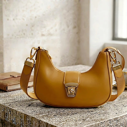 Elegant Vegan Leather Crescent Shoulder Bag
