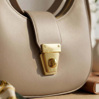 Elegant Vegan Leather Crescent Shoulder Bag