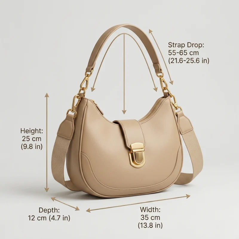Elegant Vegan Leather Crescent Shoulder Bag