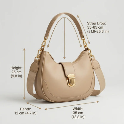 Elegant Vegan Leather Crescent Shoulder Bag