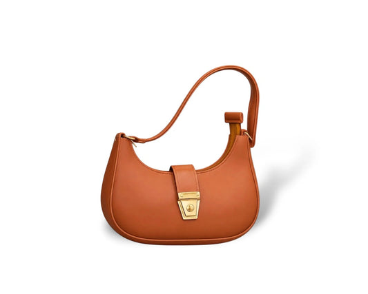 Elegant Vegan Leather Crescent Shoulder Bag